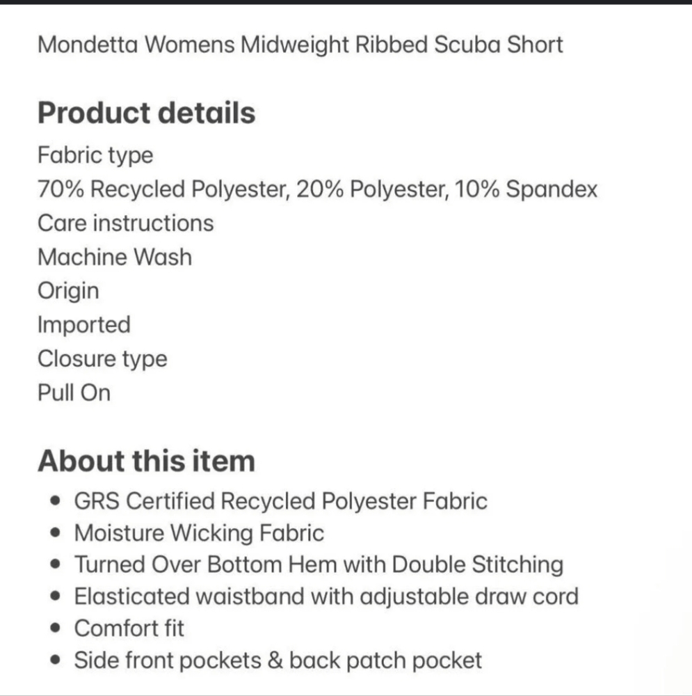 Mondetta Womens Midweight Ribbed Scuba Short - Picture 10 of 10